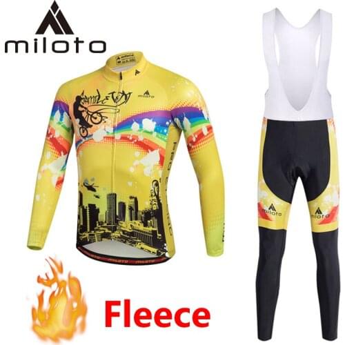 MILOTO winter thermal fleece cycling suits men 2019 roupa ciclismo mountain bike sets bicycle dress triathlon bike clothing