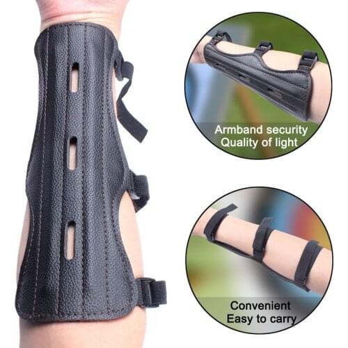 Leather Archery Equipment Arm Guard Protection Forearm Safe Adjustable Bow Arrow Hunting Shooting Training Accessories Protector
