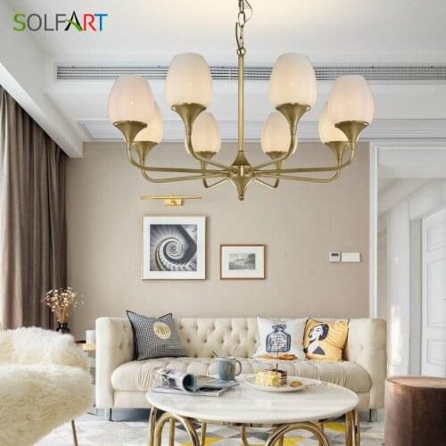 Chandeliers Lighting For Dining Room Glass And Pure Copper Heracleum Modern Chandelier Lighting