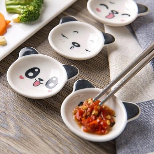 Mini Cartoon Panda Ceramic Small Dish Home Soy Sauce Dish Creative Japanese Tableware Seasoning Saucers Cute Plate