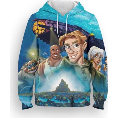 Atlantis The Lost Empire Man Sweatshirts Disney 3D Printed Boy Girl Kids Cartoon Anime Clothing Streetwear Womens Hoodie