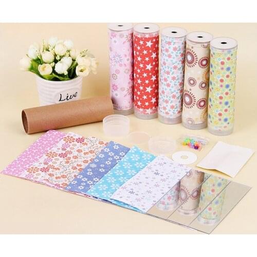4 Sets DIY Colored Rotating Kaleidoscope Making Materials Children Handmade Arts Material Kits Early Educational Toys