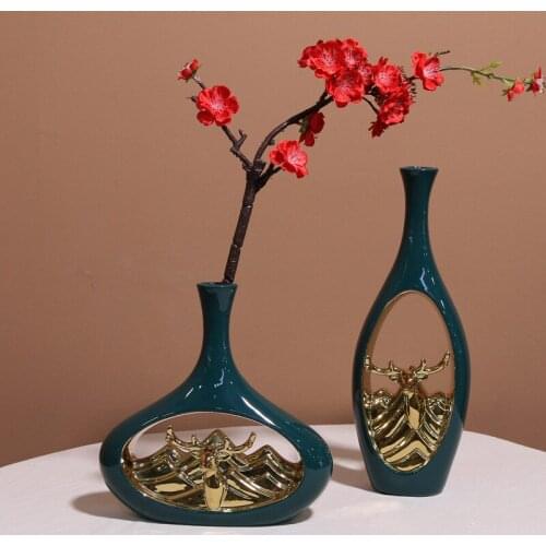 Nordic Flower Arrangement Modern Home Wine Cabinet Decoration Crafts Simple and Light Luxury Ceramic Vase Soft Ornaments