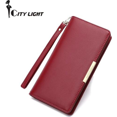 New Women Wallet Carteira Fashion Solid Color Mobile Phone Wallets Clutch High Capacity Womens Long Style Purse