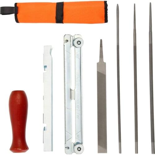 New Professional Chainsaw Chain Grinding Kit Hardwood Handle + Round / Flat File Guide Bar File Sharpener Tools Set 7Pcs/Set