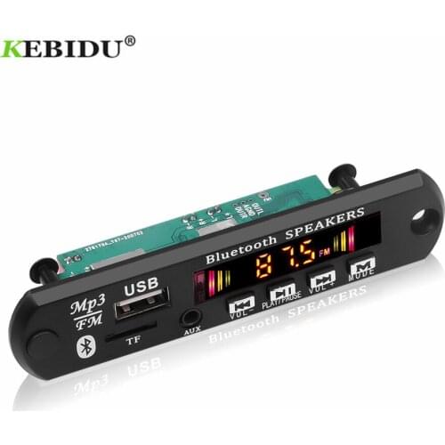 MP3 Decoding Board 12V Bluetooth5.0 Module Microphone Handsfree Wireless Car USB MP3 Player TF Card Slot / USB / FM 6W Amplifi
