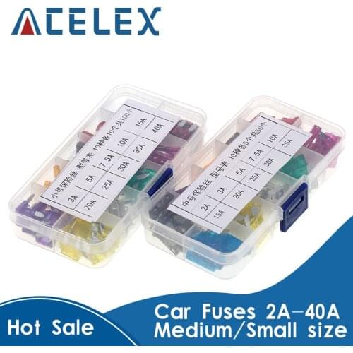 100PCS 50PCS Car Fuses 2A 3A 5A 7.5A 10A 15A 20A 25A 30A 35A Amp with Box Clip Assortment Auto Blade Type Fuse Set Truck