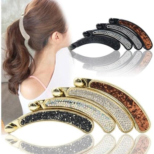 Sale 1pc Women Crystal Rhinestone Banana Hairgrips Barrette Hair Clip Hairpin Hair Accessories Gift