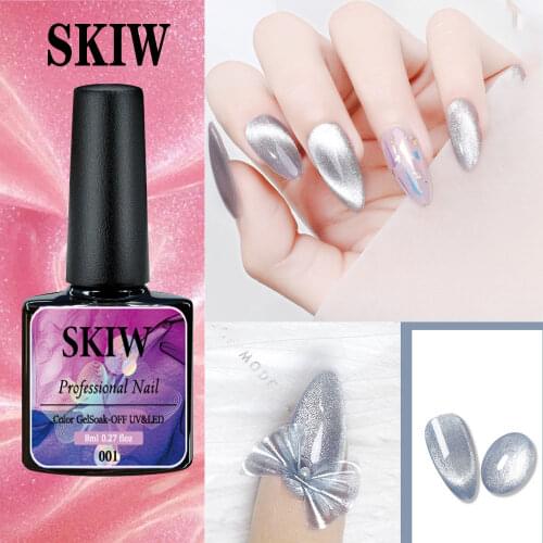 SKIW Nail Glue Cat Eye Magnet Gel Nail Polish Diamond Reflective Glitter Top Coat Nail Art For UV LED Bling Nail Builder Gel