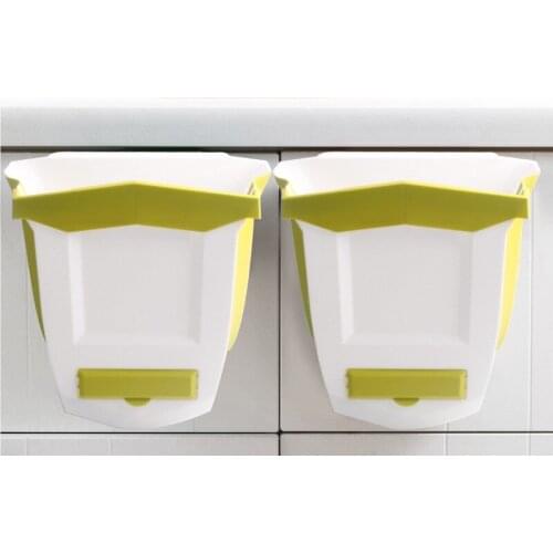 Foldable Hanging Trash Can Kitchen Cabinet Door Hanging Waste Bin Wall Mounted Foldable Cleaning Dustbin Household Car Trash Can