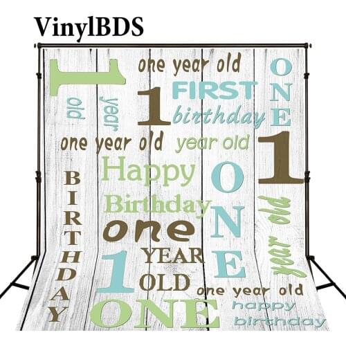 VinylBDSD Blue Happy 1st Birthday Photography Backdrop Baby Boys Graffiti Prince Background for Photocall Birthday Party