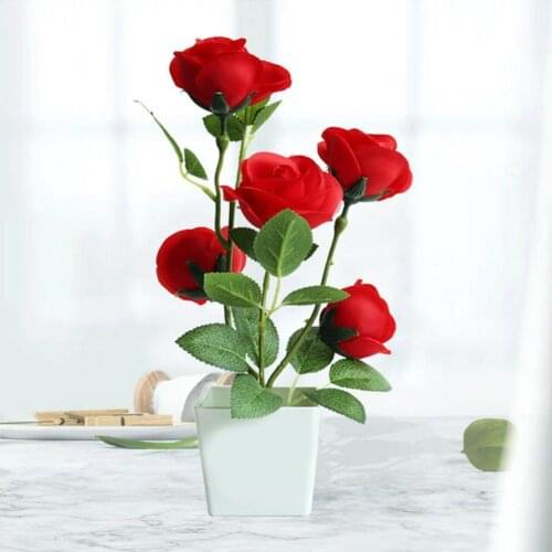 1 Set Artificial Potted Plant Ornamental Charming Plastic Easy to Maintain Simulation Rose Flower for Balcony Decorations