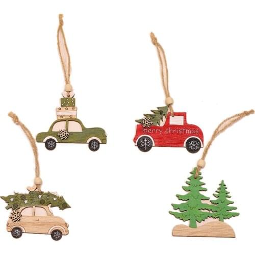1PC Wooden Christmas Tree Decorations Elk Car Hanging Pendants New Year Christmas Decorations For Home Party Navidad New Year