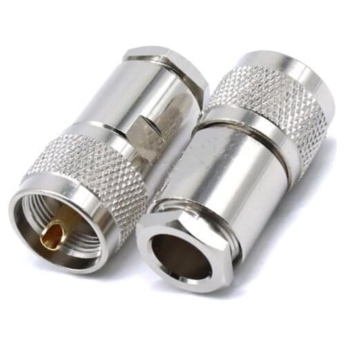 1pc UHF PL259 Male plug Clamp RG8 RG213 LMR400 RG165 7D-FB Cable Brass RF Coaxial Adapter Connectors