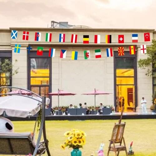 2021 Eurocup European Championship Top 24 Teams National Flag Rope Soccers Hanging Flag Flag Waving Decorative