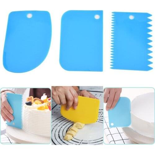 3PCS/Lot Dough Cake Cutter Slicer Spatula for Cake Cream Scraper Pasty Cutters Scraper Irregular Teeth Edge DIY Smoother
