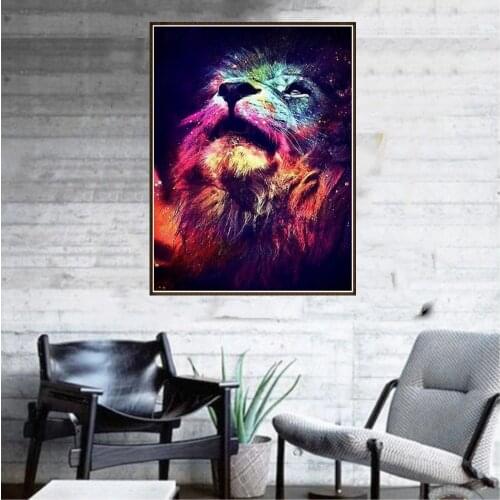 30*40cm 5D DIY Diamond Painting Kit Color Lion Resin Rhinestone Mosaic Diamond Embroidery Cross Stitch Craft Home Wall Decor