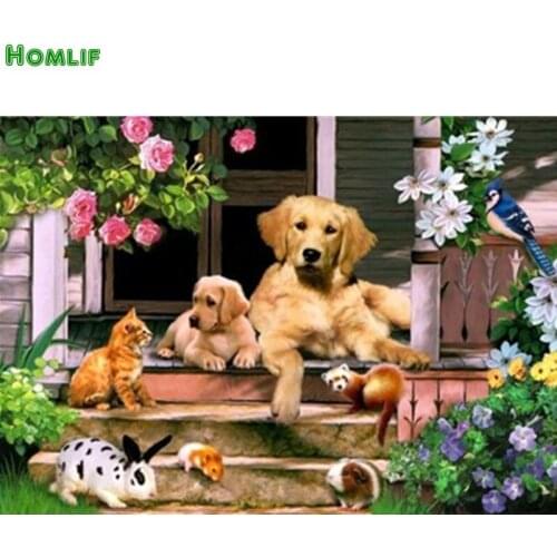 5d Square&round Diamond Embroidery Diy Crystal Crystal Dog Family Diamond Painting Cross Stitch Diy Diamond Mosaic Pictures