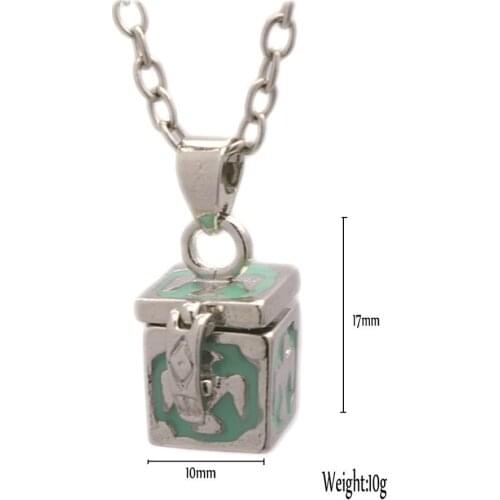 Free shipping 10PCS Brass Retro Square Pattern Open Ashes Photo Box Pendant Necklace Commemorative Free Chain