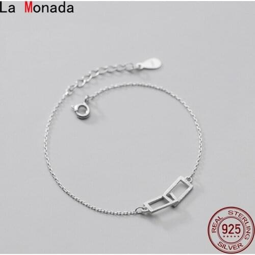 La Monada Bracelets For Women Silver 925 Sterling On Hand Brushed Rectangular Chain Fine Silver 925 Jewelry Bracelet Woman Girls