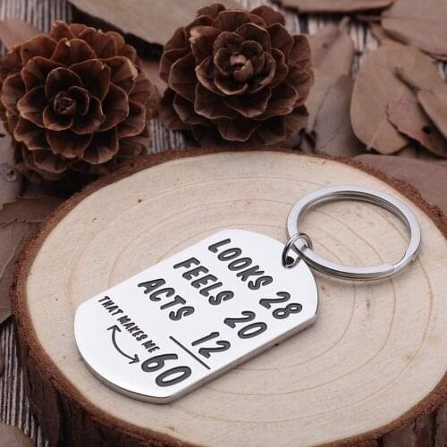 Funny Keychain Happy 60th Birthday Gifts for Men Women Turning 60 Gifts 60 Years Old Keyring Gifts for Grandma Grandpa Mom Dad