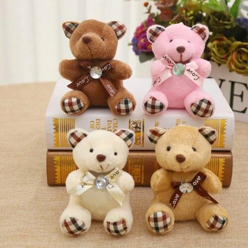 Kids Toys Stuffed Animals Fluffy Bear 8CM Popobe Teddy Bear Cute Plush Toys Bag Keychain Car Key Holder for Pendant Doll