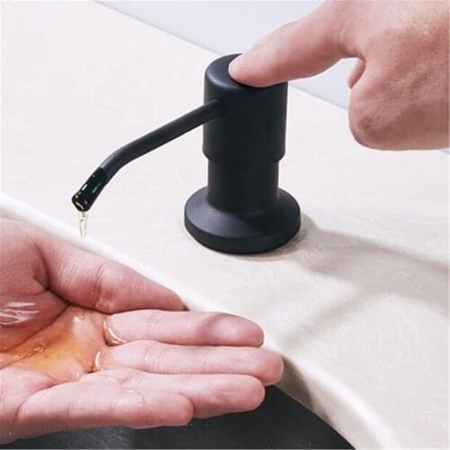 Black Stainless steel Liquid Soap Dispensers Kitchen Sink Hand Soap Dispenser ABS Plastic Bottle Easy To Fill Kitchen Accessorie