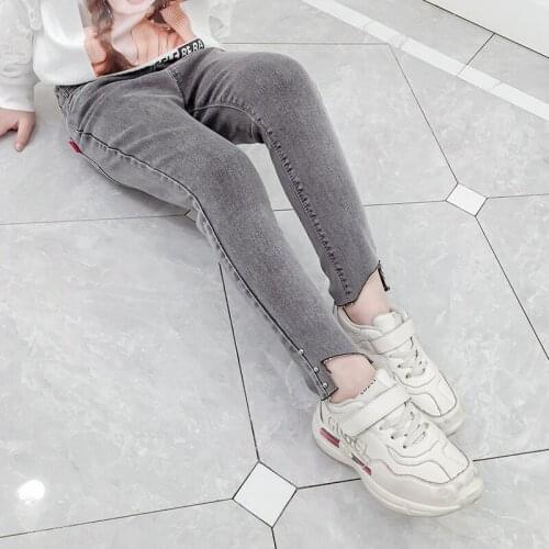 Girls Jeans Spring Autumn Fashion Skinny Pants For Girl 4 5 6 7 8 9 10 11 Years Big Girls Denim Pants Elastic Waist Girls Pants