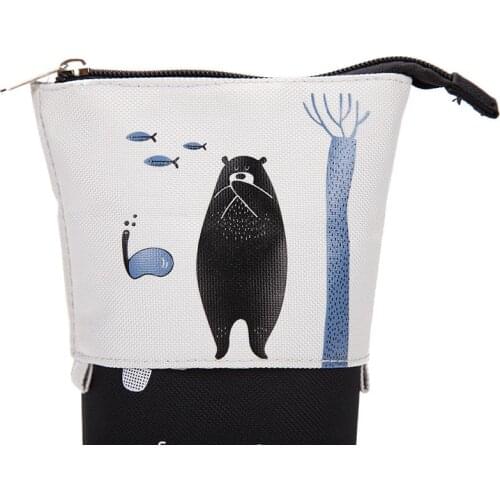 Kinbor Flexible Big Pencil Case Fabric Quality School Supplies Pencil Bag Stationery Gift School Cute Pencil Box Pencil Pouch