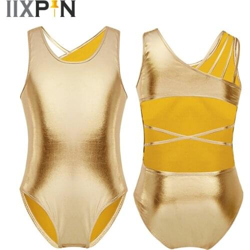 IIXPIN Gym leotards for girls ballet dance Gymnastics Leotard Sleeveless Open Back with Straps Glittery Ballet Leotards Jumpsuit