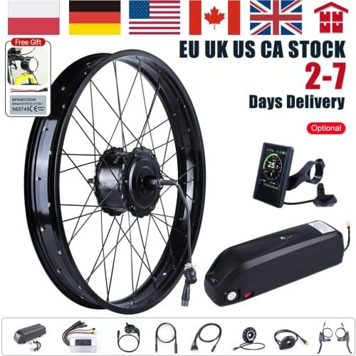 Electric Fat Bike Rear Wheel Kit 48V 750W 4.0 Tyre Brushless Hub Motor Bicycle Conversion Kit with 12Ah 13Ah 14Ah 17.5Ah Battery