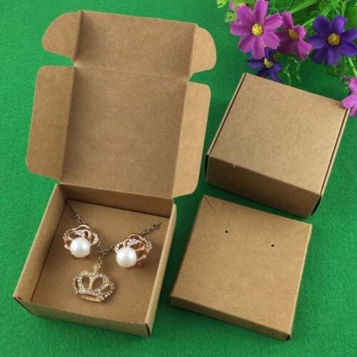 30pcs Kraft Paper Jewelry Displays Boxes with Necklace Cards/Earring Cards ,Jewelry Gift Packing Boxes 6.5x6.5x3cm