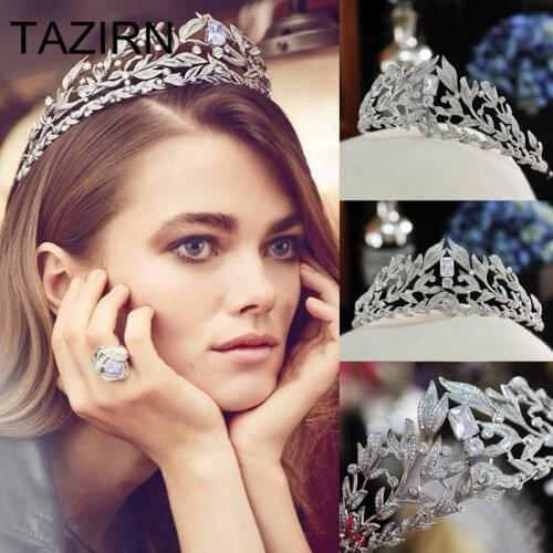 Newest Zircon Crowns Bridal Tiaras Bride Headpieces Crystal Copper Royal Queen Pageant Trendy Crown 2021 Wedding Accessories