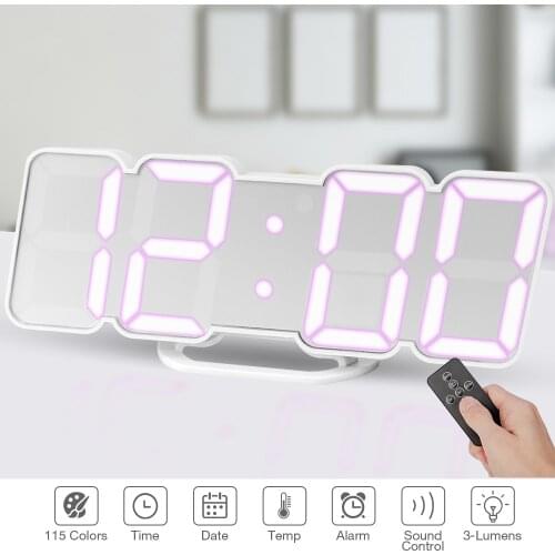Creative Remote Control 3d Digital Led Wall Clock With 115 Colors Change Night Light Magic Desktop Table Clock Wall Decorative