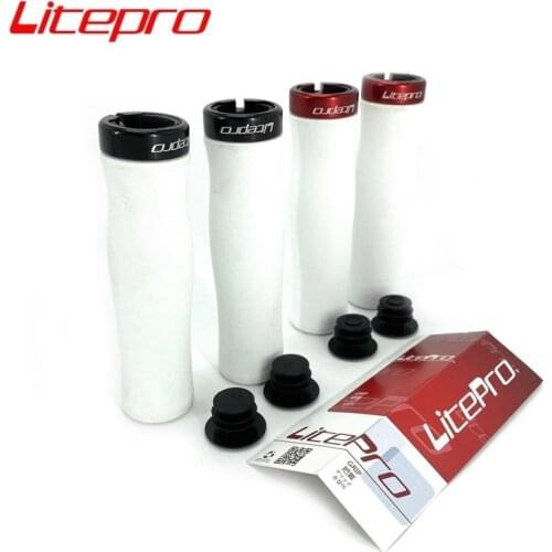 Litepro White Sponge Grip 130mm 22.2mm MTB Folding Bike Handlebar Grips Single Lock Ring