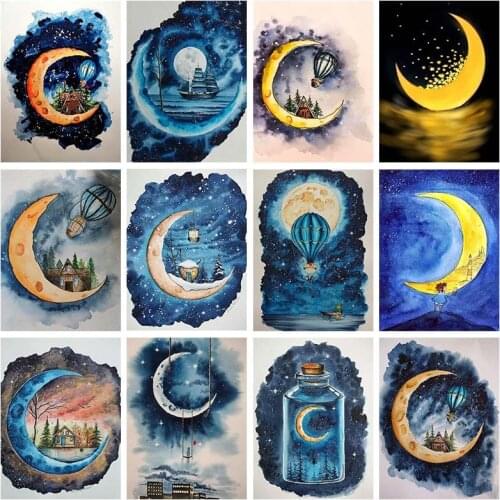 Moon Scenery 5D DIY Diamond Painting Full Square Drill New Lunation Landscape Mosaic Embroidery Wall Room Decor Art Gift