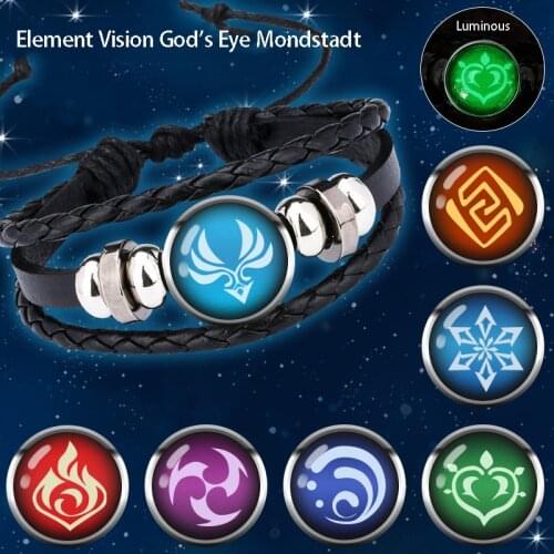 Genshin Impact Luminous Badge Bracelet Element Vision Gods Eye Mondstadt Liyue Harbor Accessories Wristband