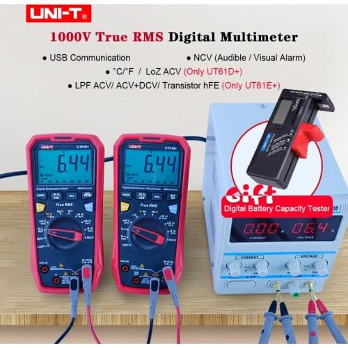 With gifts Upgraded Version UT61E+ UT61D+ UT61B+ Digital Multimeter True RMS AC/DC Voltage Current Resistance Capacitance Tester