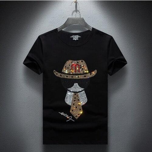 2021 new casual tshirt fashion Hot drill t shirt men high quality t-shirt short sleeved camisetas slim fit Tops & Tees