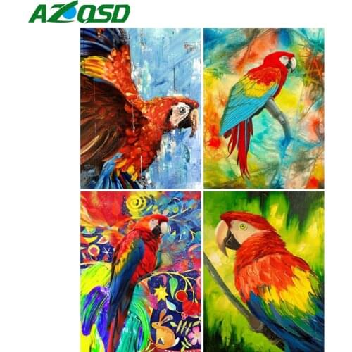 AZQSD Full Square Diamond Embroidery Parrot Bird Mosaic Needlework Diamond Painting Animal Cross Stitch Kits Decor For Home
