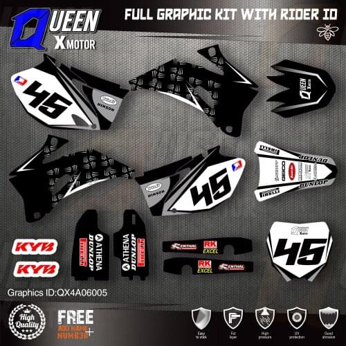 QUEEN X MOTOR Custom Team Graphics Backgrounds Decals 3M Stickers Kit For YAMAHA 2006-09 YZF250 450 005