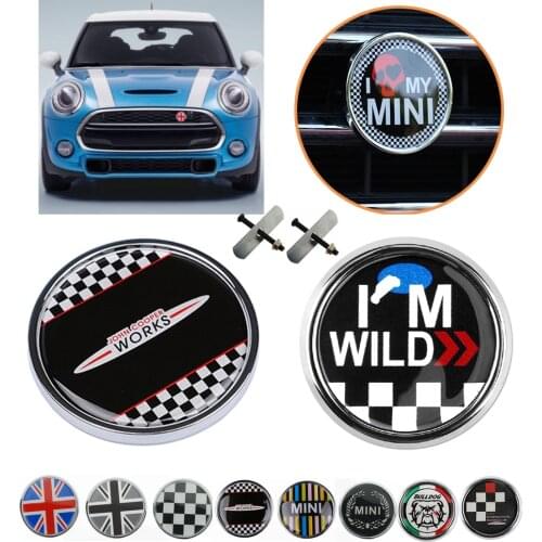 For MINI F54 F55 F56 F57 F60 R50 R52 R53 R55 R56 R60 R61 Front Bumper Grille Emblem Badge 3D Sticker For MINI Cooper Accessories