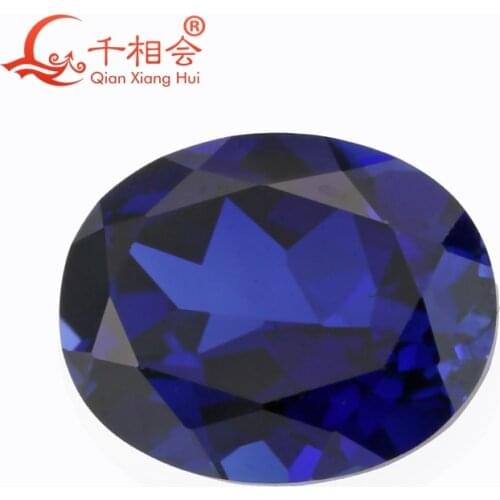 Natural cutting 34# blue oval shape artifical sapphire corundum gem stone for jewelry making