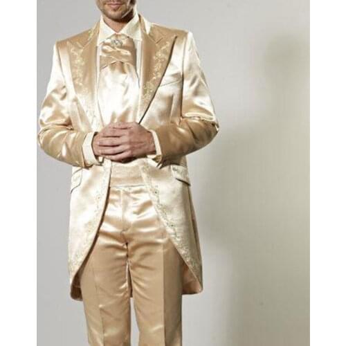 Latest Coat Pant Design Italian Gold Embroidery Men Suit Slim Fit Tuxedo 2 Piece Blazers 2019 Custom Groom suits Terno Masculino