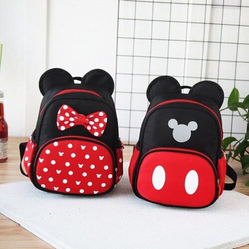 Disney New Kindergarten plush Schoolbag Boys Girls cartoon Minnie Mickey Kids Preschool Childrens Baby Backpack