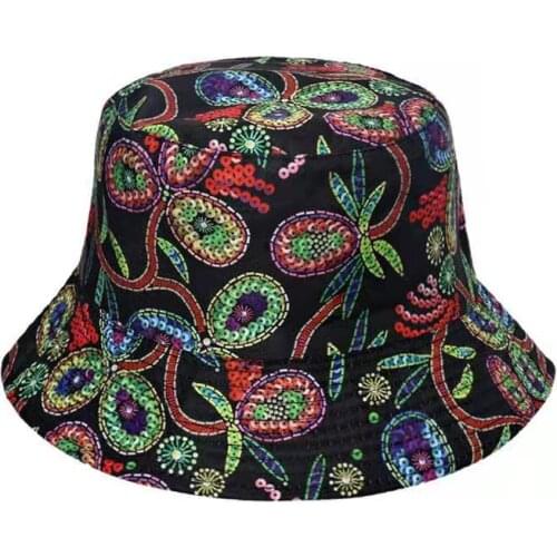 Double-sided Mens And Womens Cotton Bucket Hats Ladies Summer Sunscreen Panama Sun Hats Outdoor Vintage Print Fisherman Hats