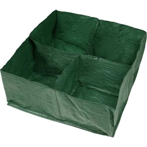 Raised Garden Planter Bag Bed 4 Divided Grids Durable Square Planting Grow Pot for Carrot Onion Herb Flower Vegetable Plants
