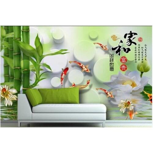 Custom photo wallpaper 3d murals wallpaper for walls 3 d 3D idyllic landscape lotus fish stereo background wall paper home decor