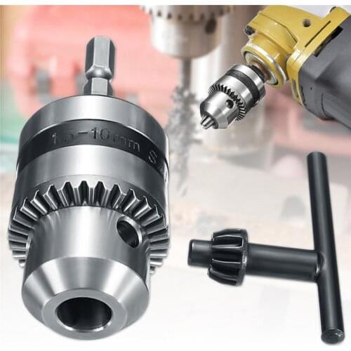 Durable 1.5-10MM 3/8-24UNF Threaded Drill Chuck 1/4 Square Head Adapter Connecting Rod Electric Drill Tool Kits
