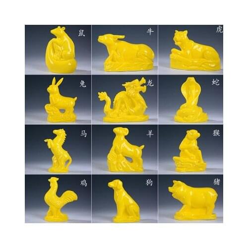 Size ceramic sheep rat ox tiger yellow rabbit and dragon snake make money Horse monkey chicken dog Zodiac pieces dog pig